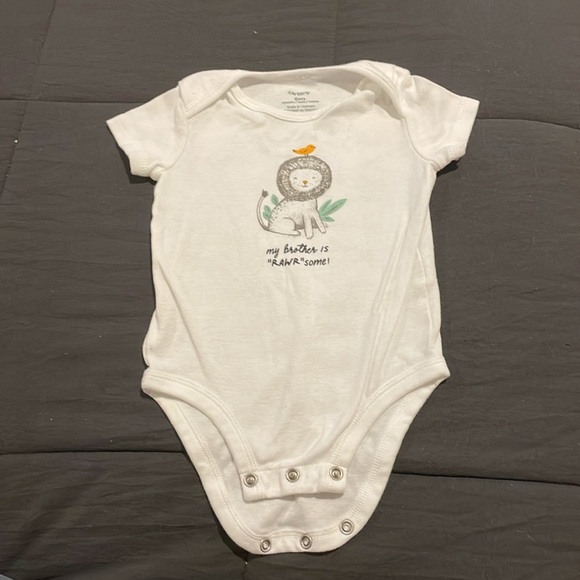 My brother is “rawr”some short sleeve white bodysuit - Picture 2 of 3